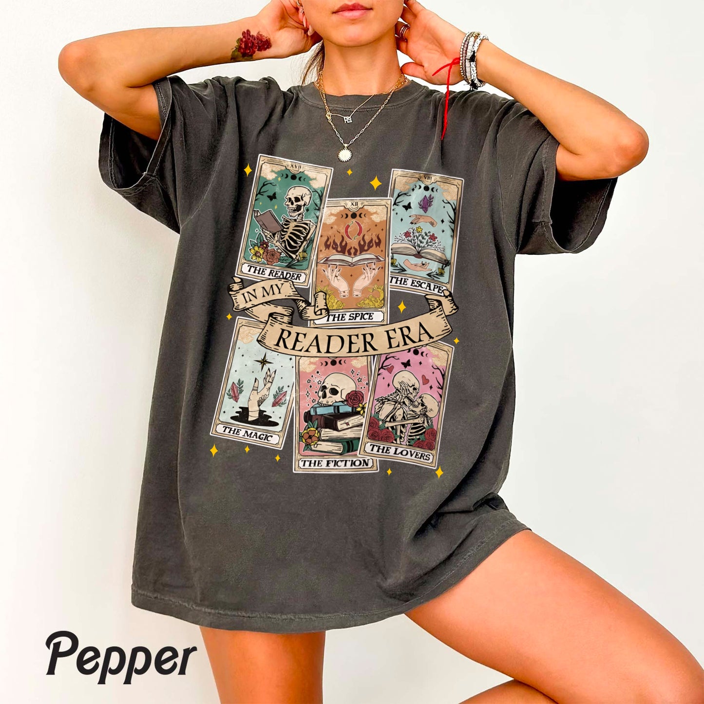 Vintage The Reader Tarot Card Shirt, Skeleton Reading Shirt, Unisex Tarot Card Shirt, Book Lover Gift, Bookish Gift,Tarot Lover Gift