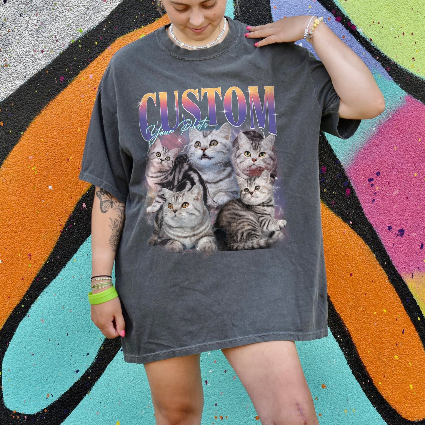 Custom Comfort Colors Pet Shirt, Retro Collage Shirt, Custom Pet Shirt, Retro 90's Custom Shirt, Women's Custom Tee, Christmas Gift Shirt