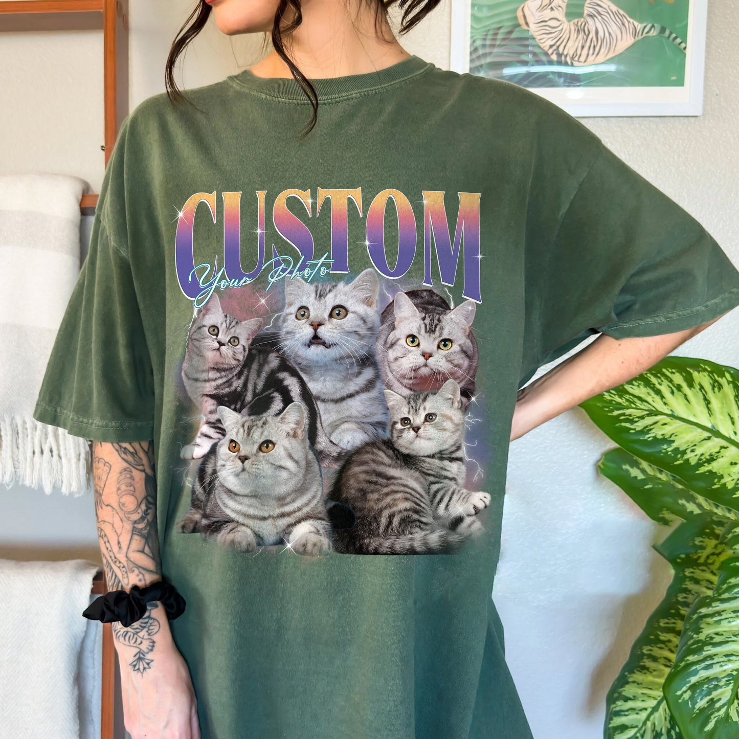 Custom Comfort Colors Pet Shirt, Retro Collage Shirt, Custom Pet Shirt, Retro 90's Custom Shirt, Women's Custom Tee, Christmas Gift Shirt