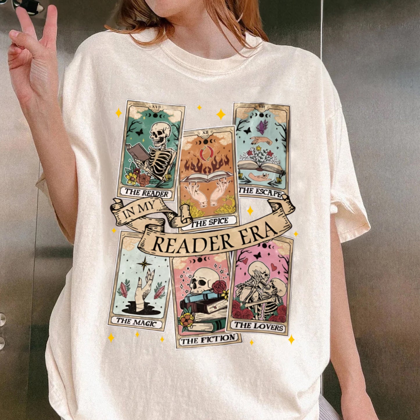Vintage The Reader Tarot Card Shirt, Skeleton Reading Shirt, Unisex Tarot Card Shirt, Book Lover Gift, Bookish Gift,Tarot Lover Gift