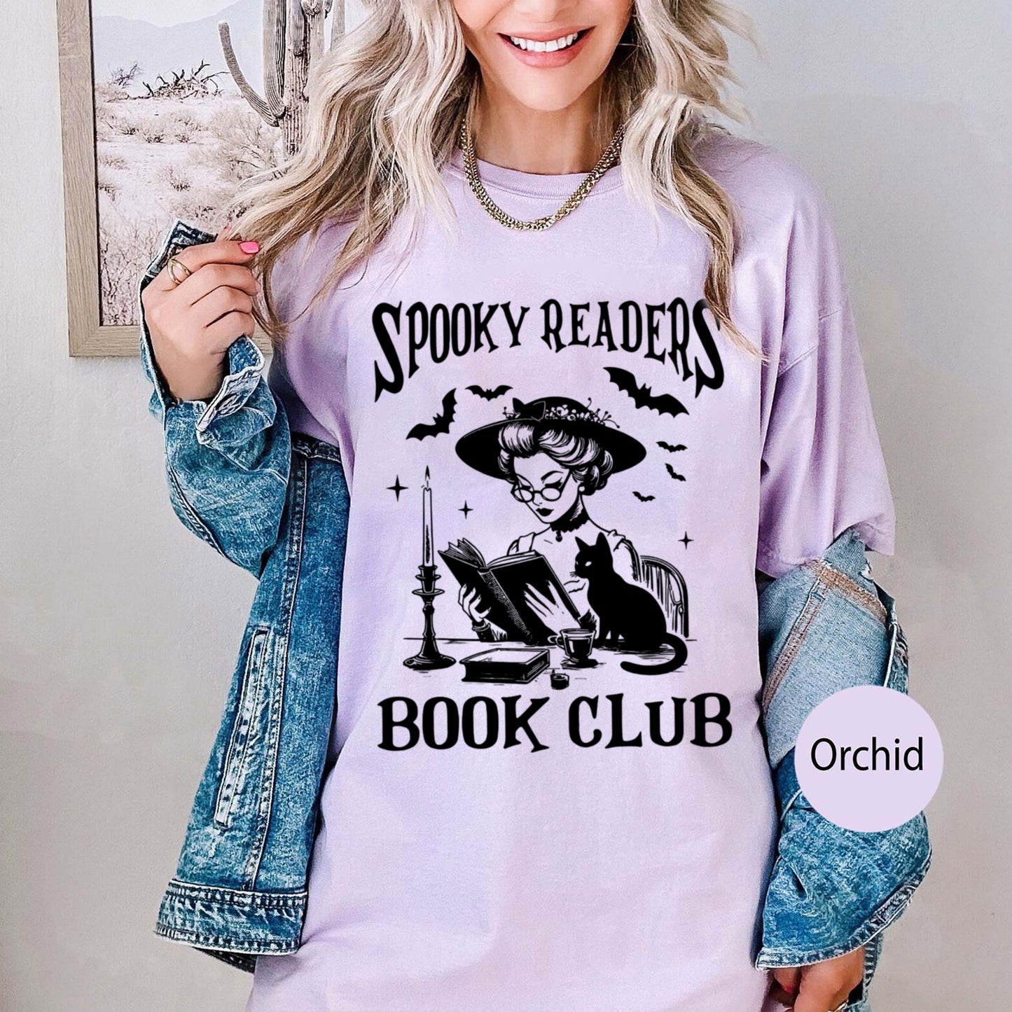 Halloween Comfort Colors, Retro Ghosts Reading Books, Teacher Librarian, Halloween Gift, Spooky Season Trendy Shir,t Gift Halloween Book Lover
