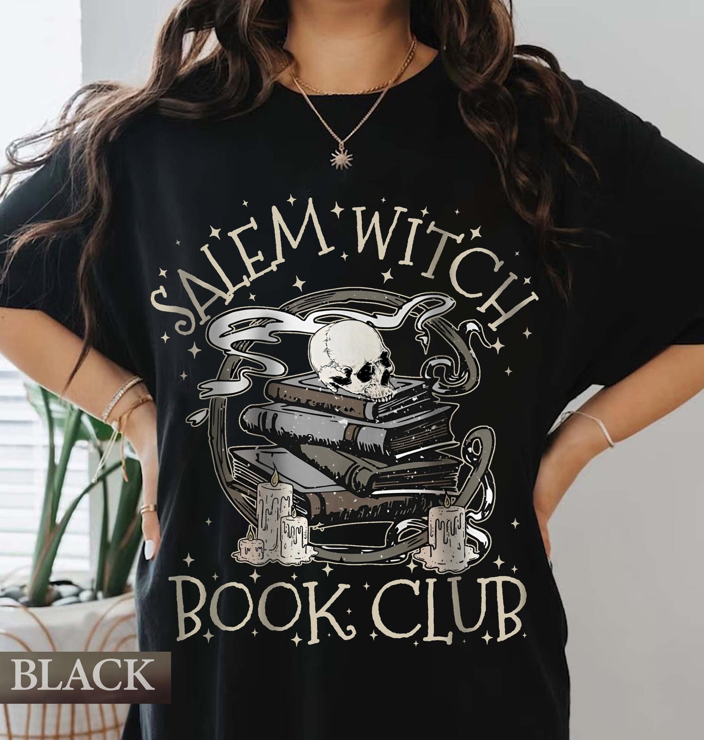 Salem Witch Book Club Shirt, Halloween Book Lover Shirt, Salem Massachusetts Shirt, Halloween Library Shirt, Funny Reader Shirt, Retro Skull