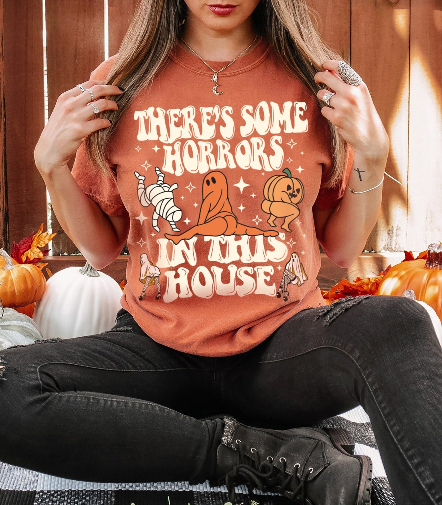 There’s Some Horrors In This House Shirt, Halloween Pumpkin Shirt, Funny Halloween Shirt, Halloween Gifts, Spooky Season Halloween Shirt