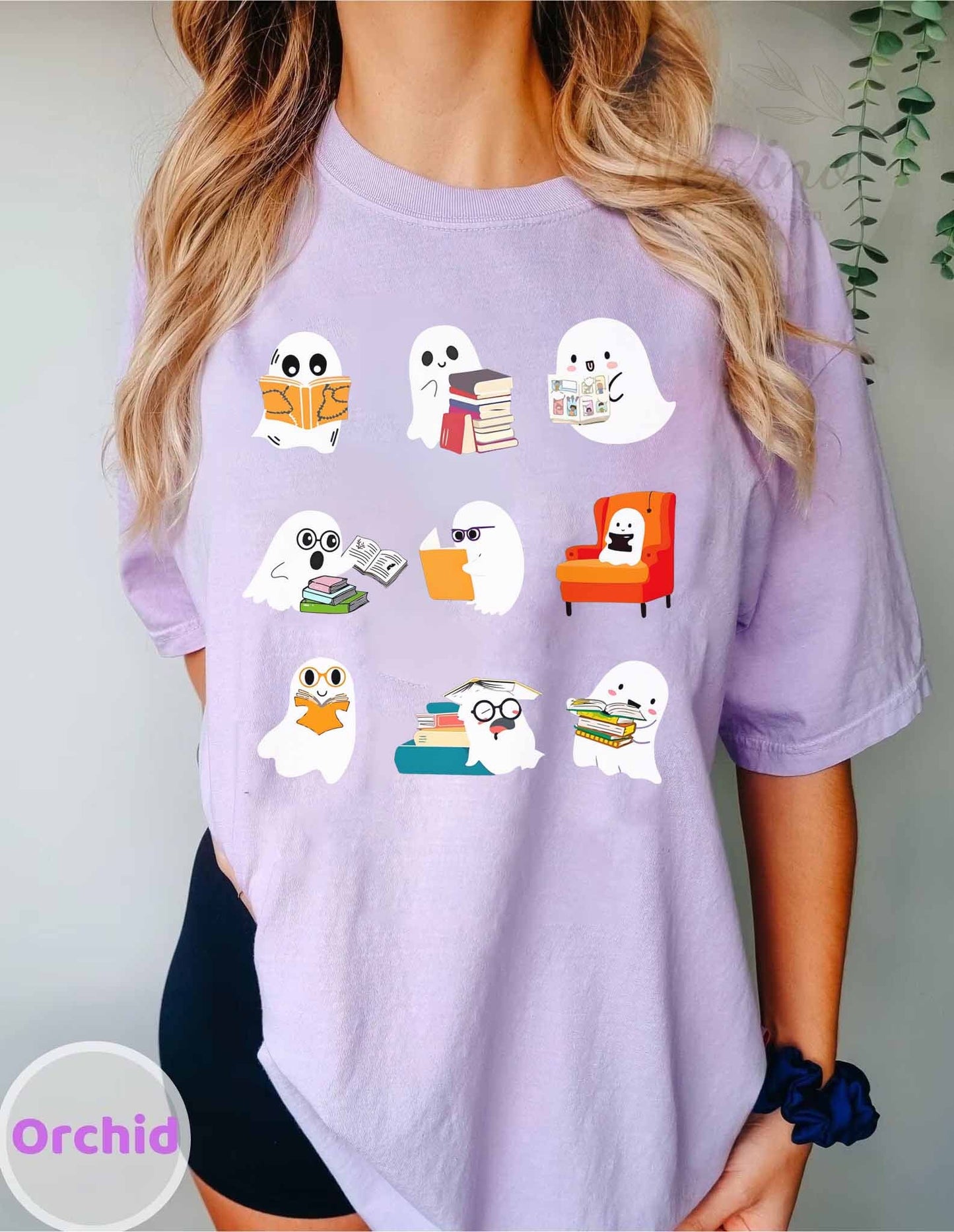 Ghost Reading Books Comfort Colors Shirts, Bookish Halloween Ghost Shirt, Librarian Sweater, Funny Reading Shirt, Librarian Sweatshirt, Ghost Crewneck