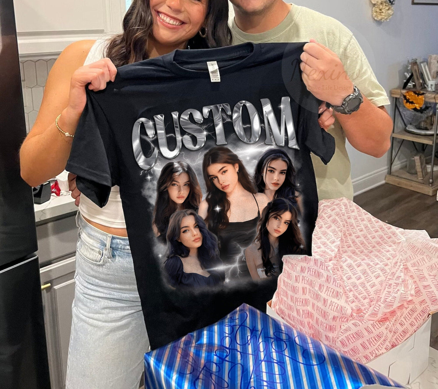Custom Girlfriend T-Shirt, Shirt With Girlfriend Face, Custom Photo Vintage T Shirts, Custom Your Own Picture Idea, Custom Valentine Shirt