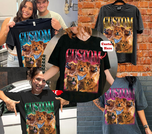 90s Pet Bootleg Comfort Colors Shirt, Retro Collage Personalized Pet Shirt, Custom Pet Potrait Photo Shirt, Vintage Pet Lovers Gifts