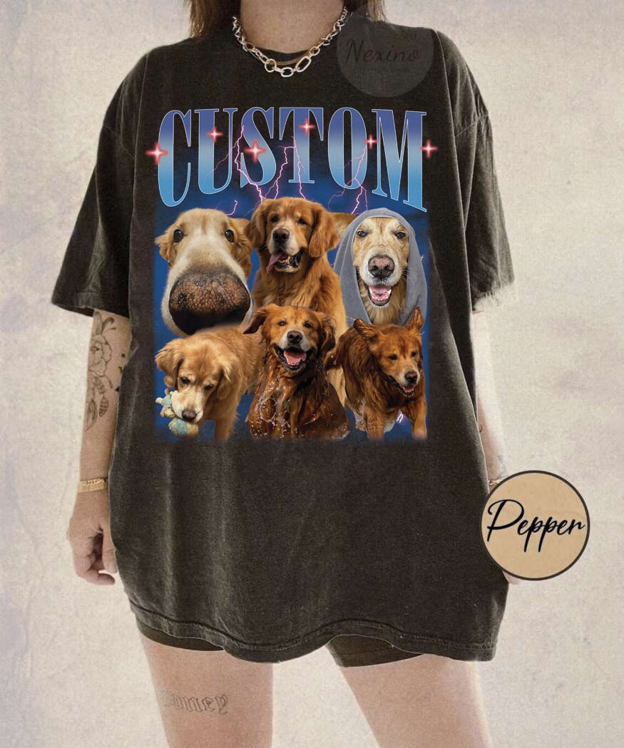 Custom Pet T-shirt with Pet photo and name, Personalized Pet Portrait Shirt, Custom Dog Cat Graphic Tee, Pet Lover Gift, Dog Lover shirt