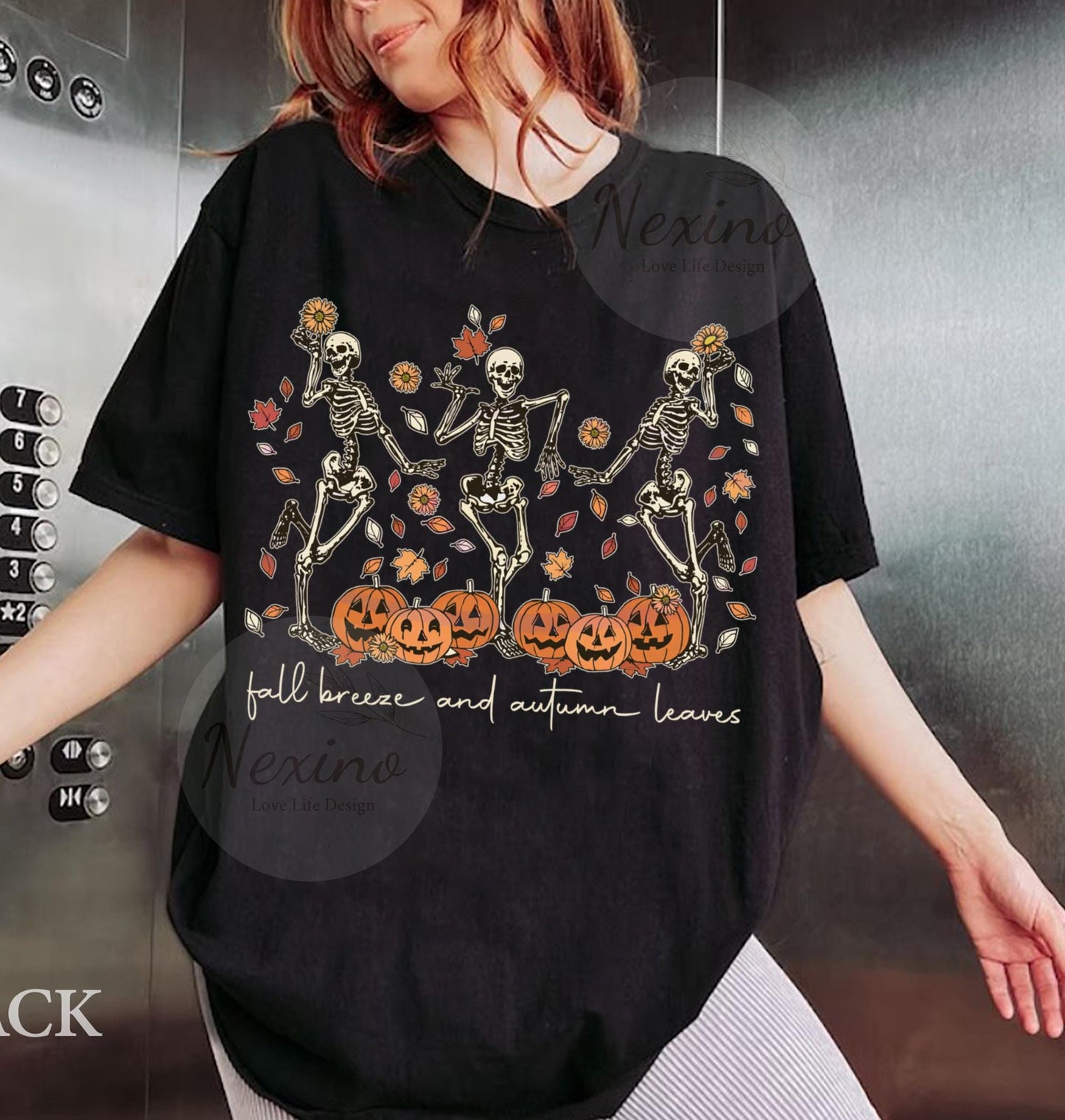 Dancing Skeleton Pumpkin Shirt, Retro Halloween Women's Shirt, Funny Fall Halloween Party TShirt, Spooky Season Skeleton Tee