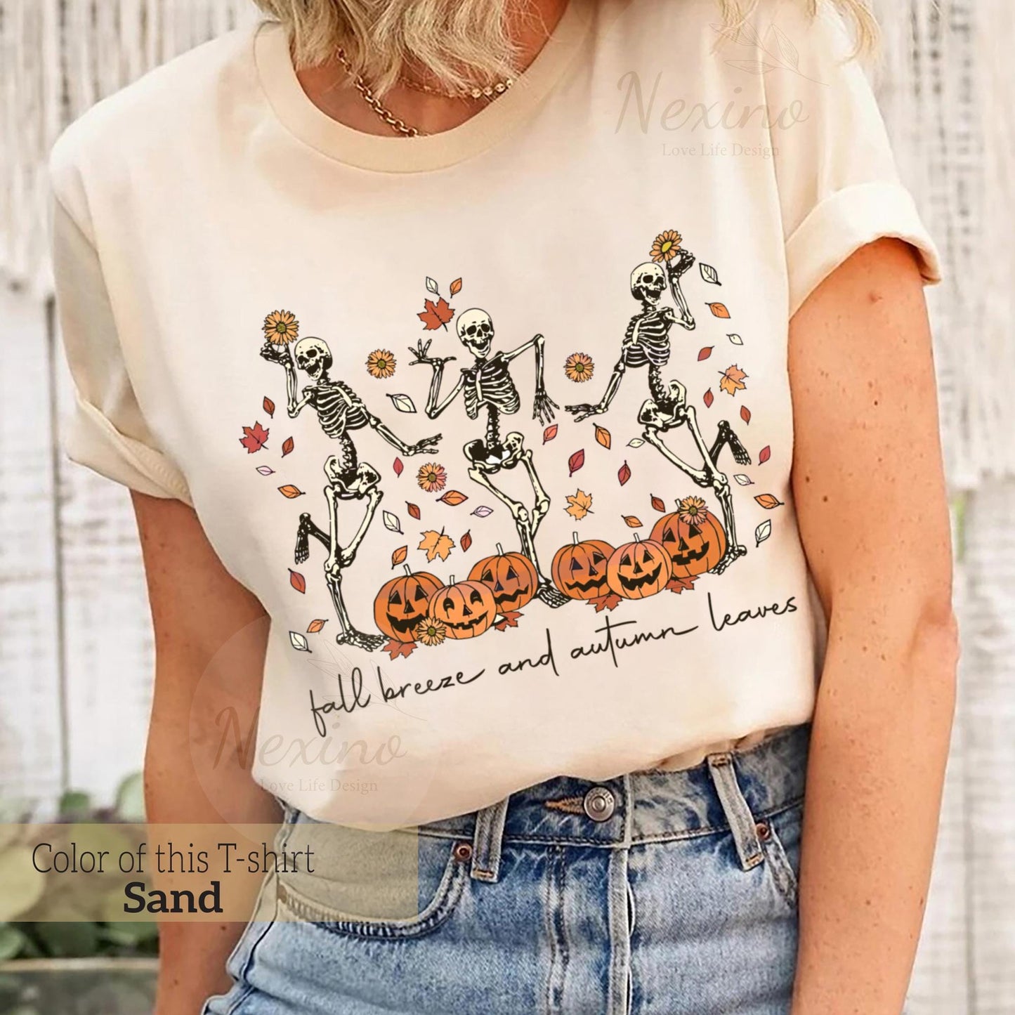 Dancing Skeleton Pumpkin Shirt, Retro Halloween Women's Shirt, Funny Fall Halloween Party TShirt, Spooky Season Skeleton Tee