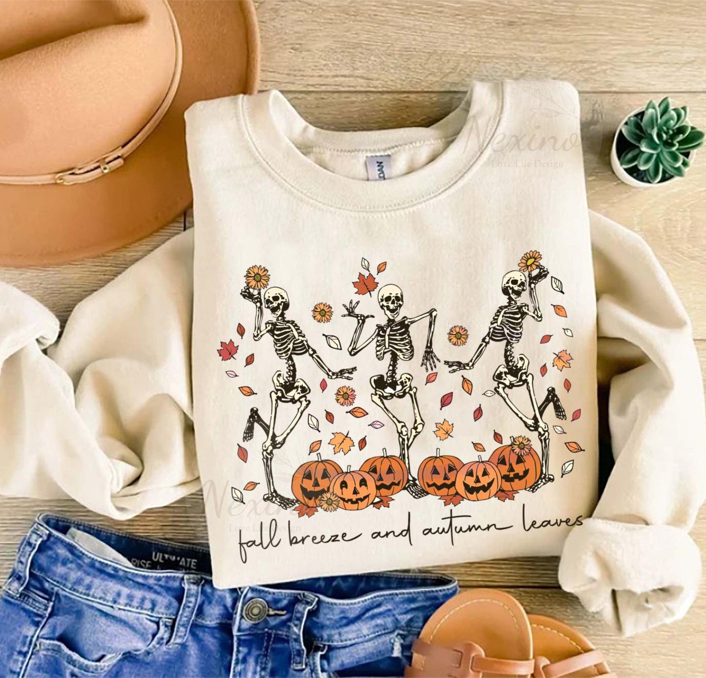 Dancing Skeleton Pumpkin Shirt, Retro Halloween Women's Shirt, Funny Fall Halloween Party TShirt, Spooky Season Skeleton Tee