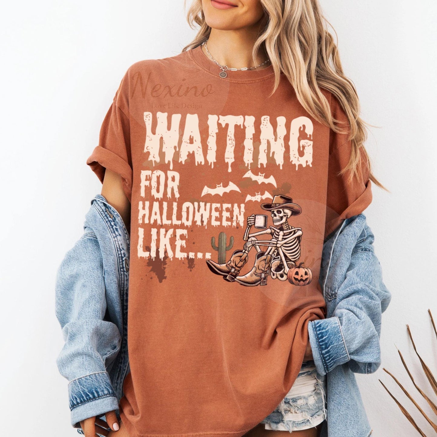 Just waiting for Halloween Shirt, Halloween Party Shirt, Halloween Hoodie, Skeleton Shirt, Spoky Season Tee, Pumpkin Shirt, Halloween Costume