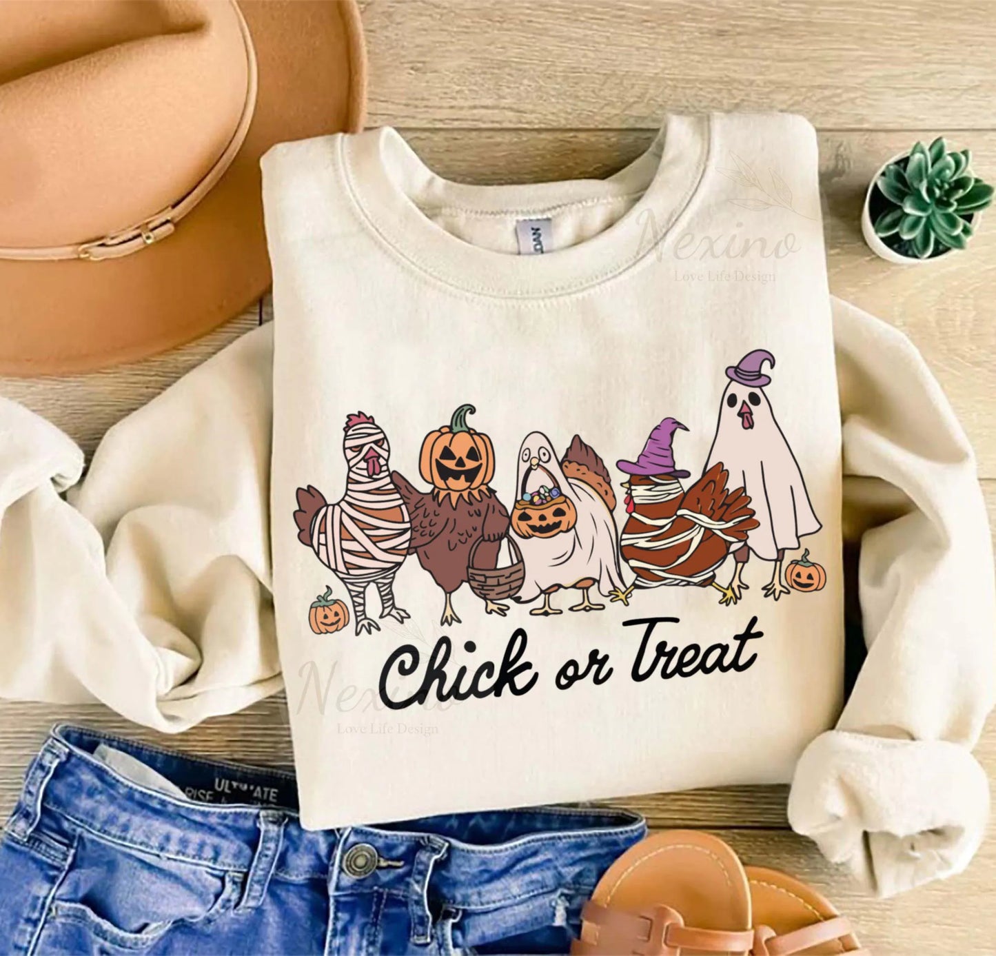 Halloween Chick or Treat Shirt, Halloween Chicken Shirt, Halloween Funny Chicken Sweatshirt, Ghost Chicken Sweatshirt, Chicken Lovers Shirt