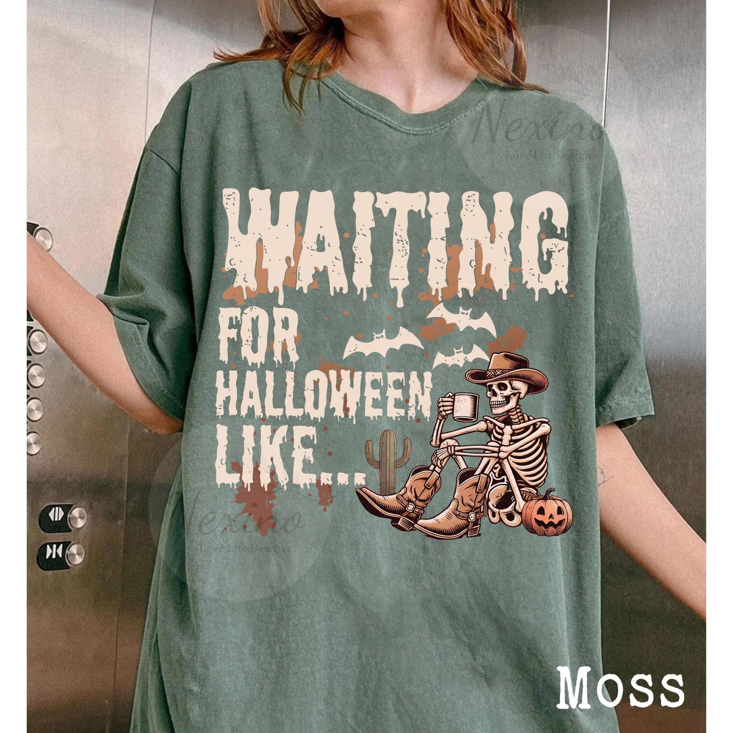 Just waiting for Halloween Shirt, Halloween Party Shirt, Halloween Hoodie, Skeleton Shirt, Spoky Season Tee, Pumpkin Shirt, Halloween Costume