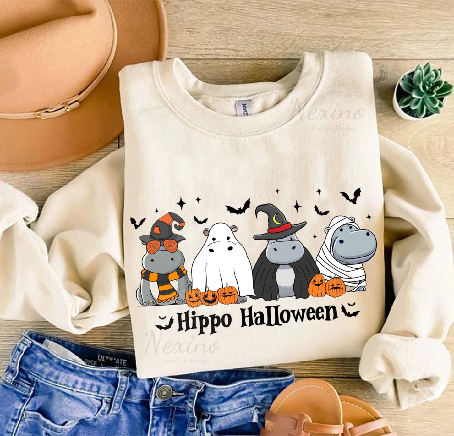 Cute Baby Hippo Moo Deng Fall Shirt, Boo Ghost Moo Deng Bouncy Pig Halloween, Hippo Lover, Pygmy Hippo Moo Deng Shirt, Hippo Halloween Shirt