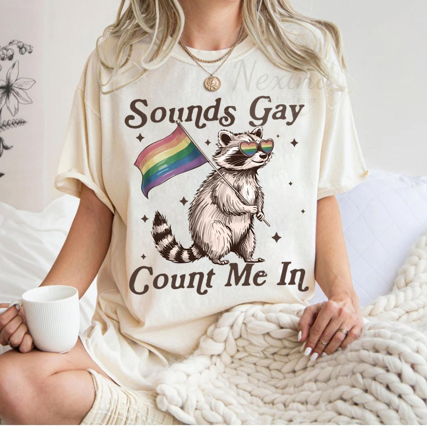 Sounds Gay Count Me In Racoon LGBT shirt, Gift for LGBTQ+ Community, Pride Month Shirt, Pride Racoon T-Shirt, LGBT Shirt, Pride Shirt