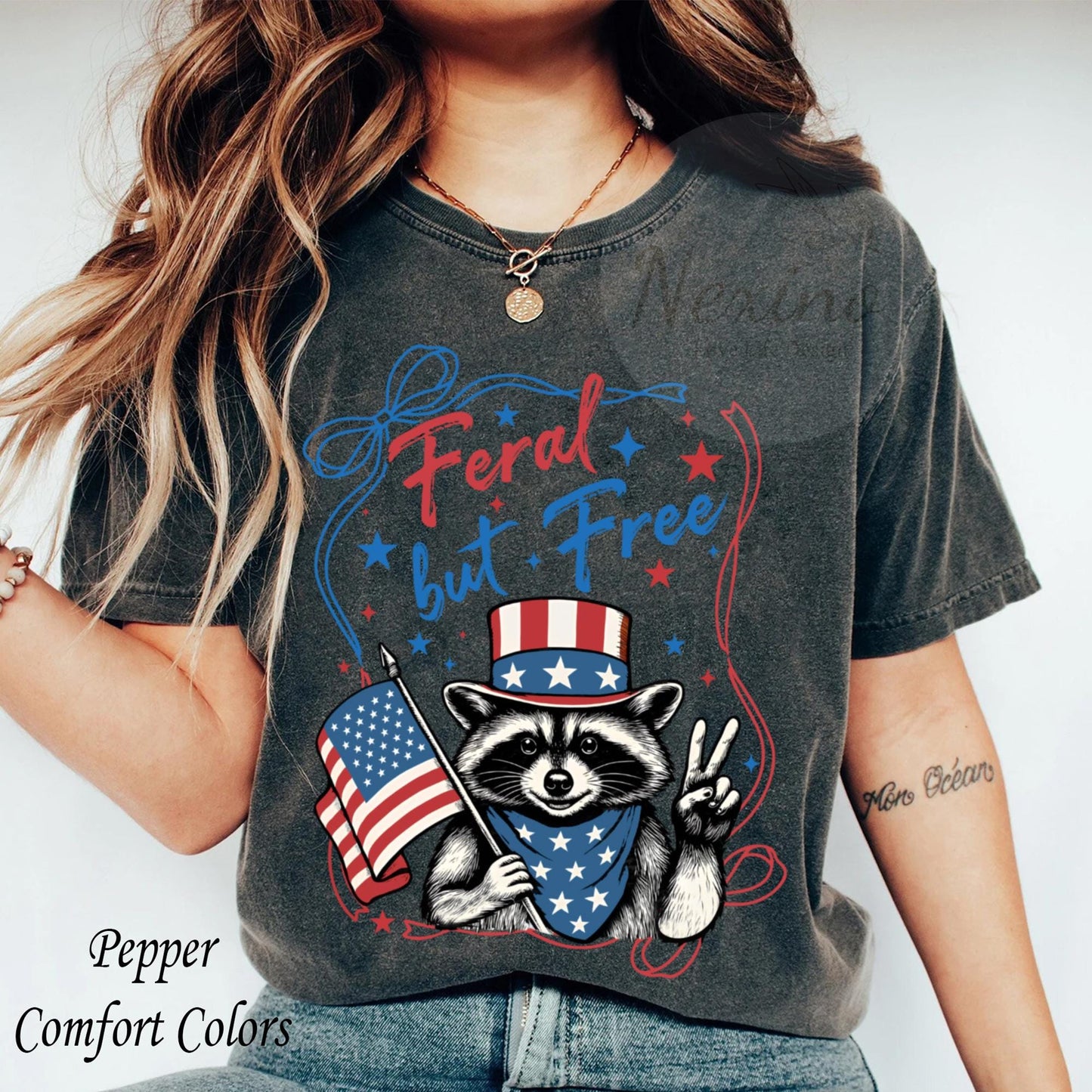 Funny 4th of July Shirt, Feral & Free Raccoon T-Shirt, American Feral Girl Summer Meme Shirt, Patriotic Independence Day Gift