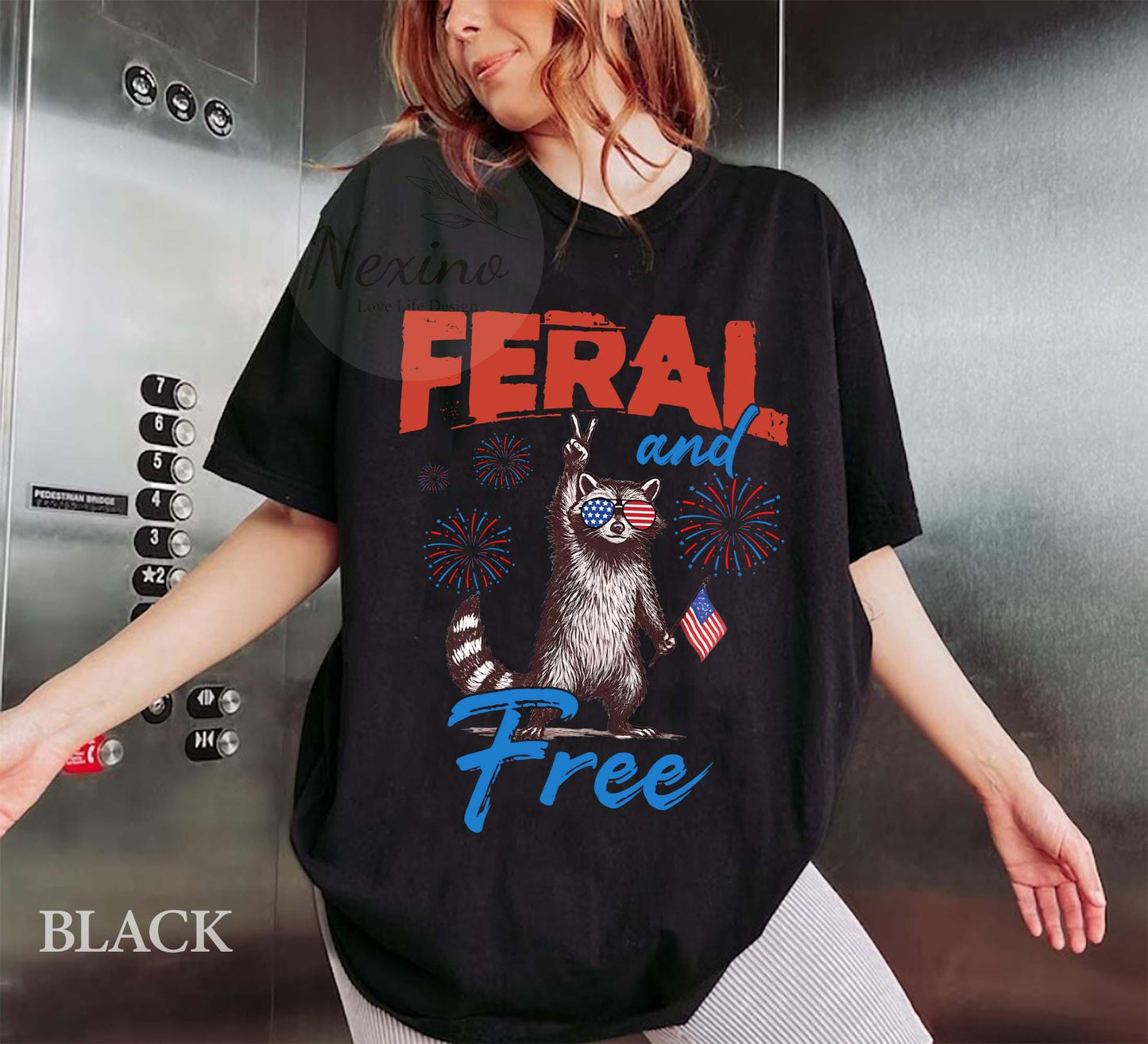 Funny 4th of July Shirt, Feral & Free Raccoon Comfort Colors T-Shirt, American Feral Girl Summer Meme Shirt, Patriotic Independence Day Gift