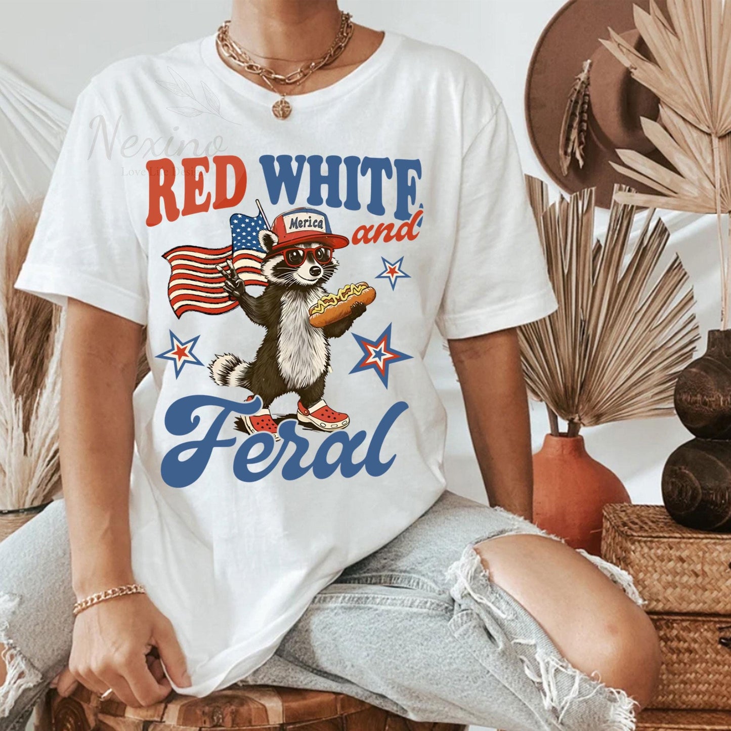 Funny 4th of July Shirt, Feral Raccoon Tee Shirt Feral Girl, Red White and Feral Shirt, Independence Day, America Shirt Tee, Patriotic Shirt