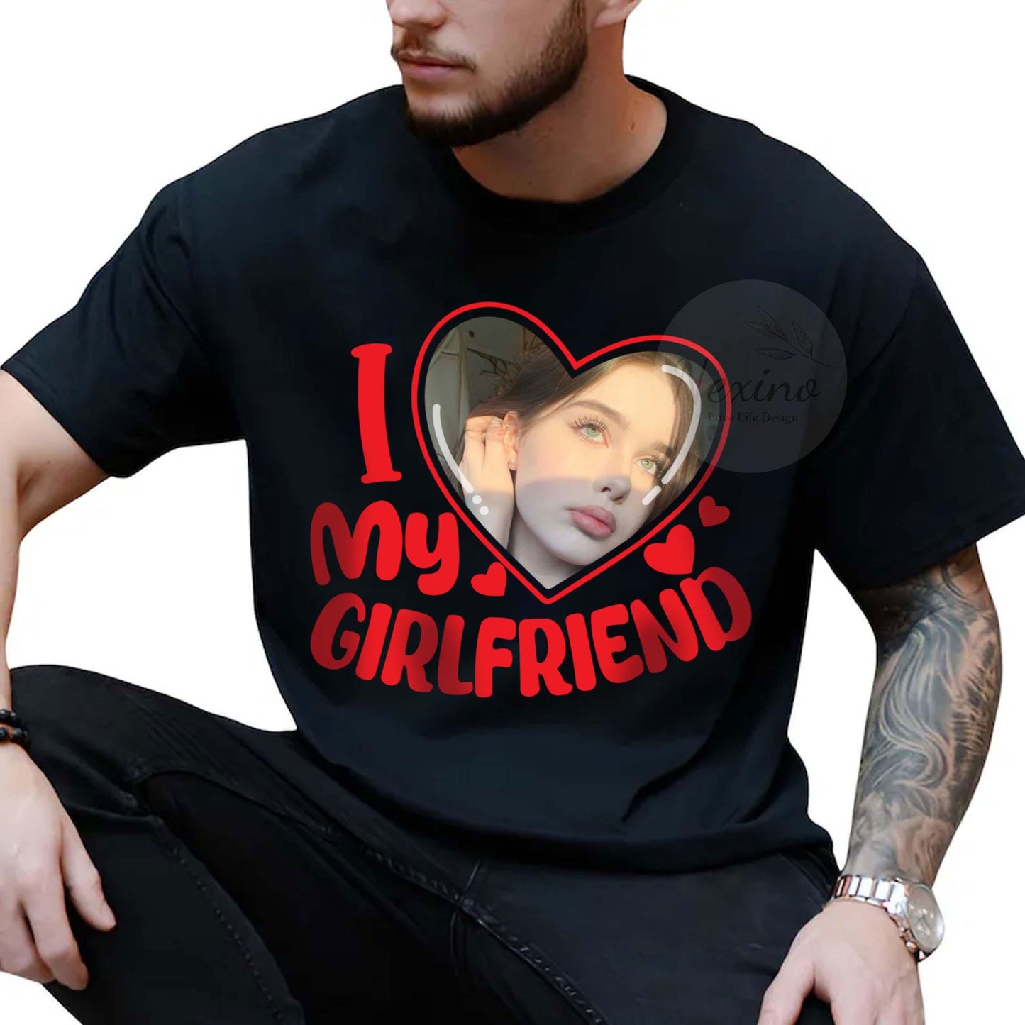 I Love My Girlfriend Shirt Custom Photo, Girlfriend Shirt, Custom Face Girlfriend Bootleg Shirt, Valentine Gift Girlfriend Custom Picture