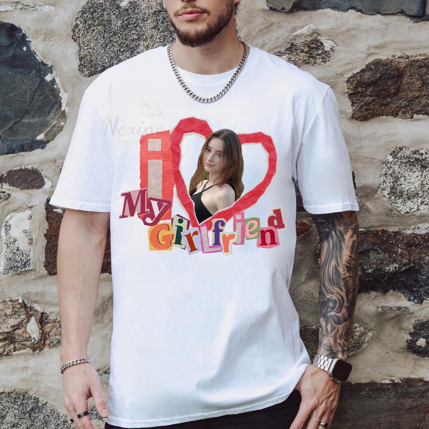 I Love My Girlfriend Shirt Custom Photo, Girlfriend Shirt, Custom Face Girlfriend Bootleg Shirt, Valentine Gift Girlfriend Custom Picture