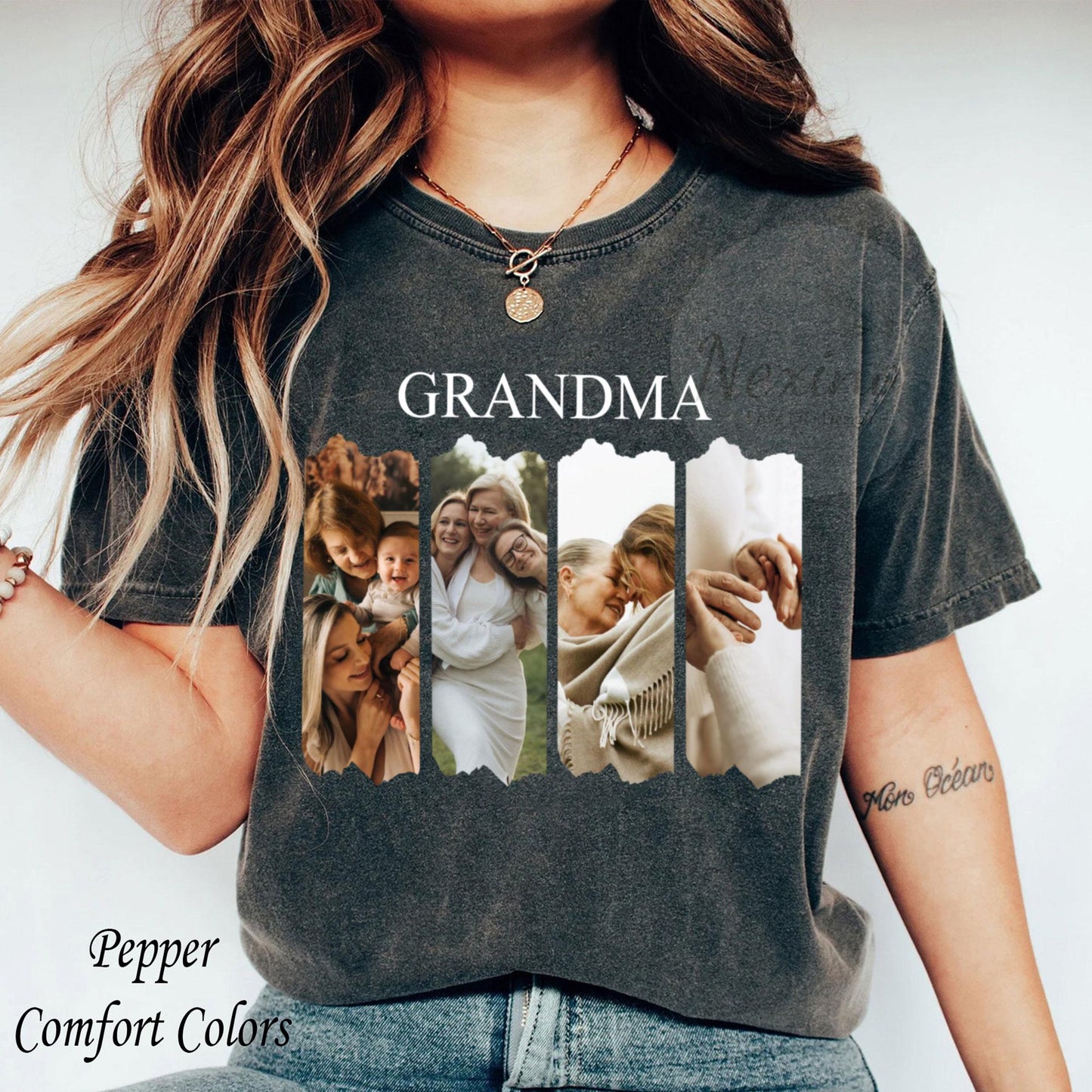 Personalized Grandma Shirt with Photo, Custom Mimi Tee Mother's Day Gift for Nana, Gigi, Custom Grandkids Photo T-Shirt Custom Family Shirt