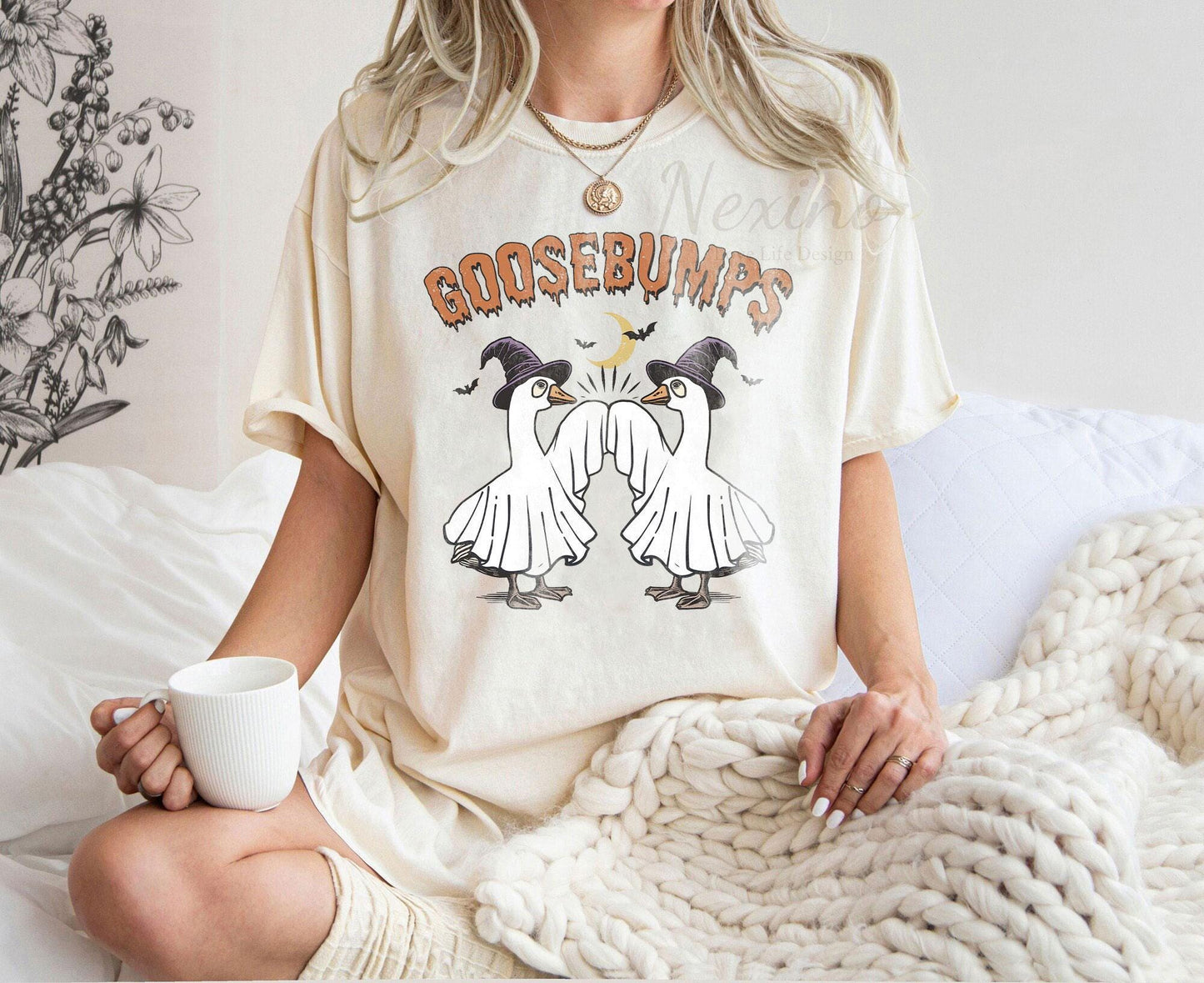 Goose Bumps Funny Halloween Shirt, Halloween Party Tshirt, Silly Goose Comfort Colors T Shirt, Spooky Season Tee, Cute Unisex Halloween Tee