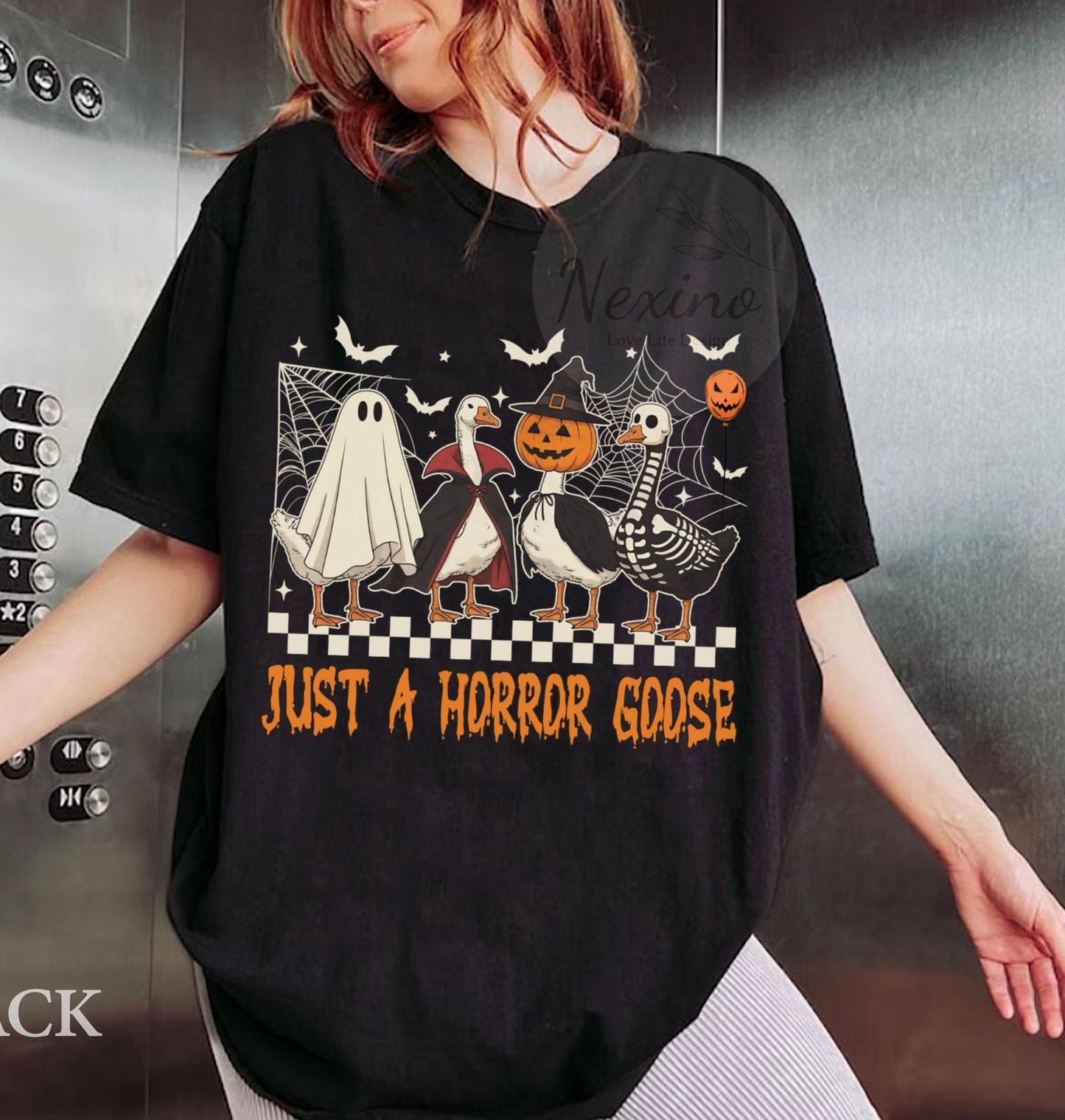 Just a Horror Goose Comfort Shirt, Funny Halloween Goose Shirt, Goose in Halloween Costumes Shirt, Cute Horror Shirt, Spooky Goose