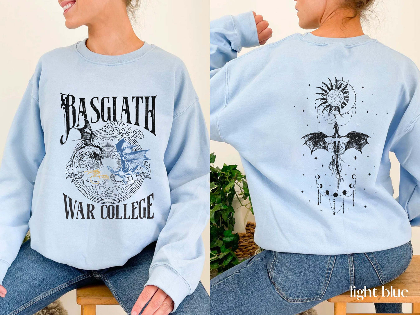Fourth Wing Double-Sided Sweatshirt, Basgiath War College Shirt, Basgiath War College Gift, Fourth Wing Shirt, Bookish Dragon Rider Shirt