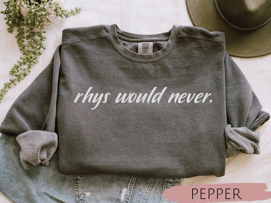 Rhys Would Never, ACOTAR Sweatshirt, Rhysand Sweater, Velaris, Night Court, High Lord, A Court of Thorns and Roses, Bat Boys