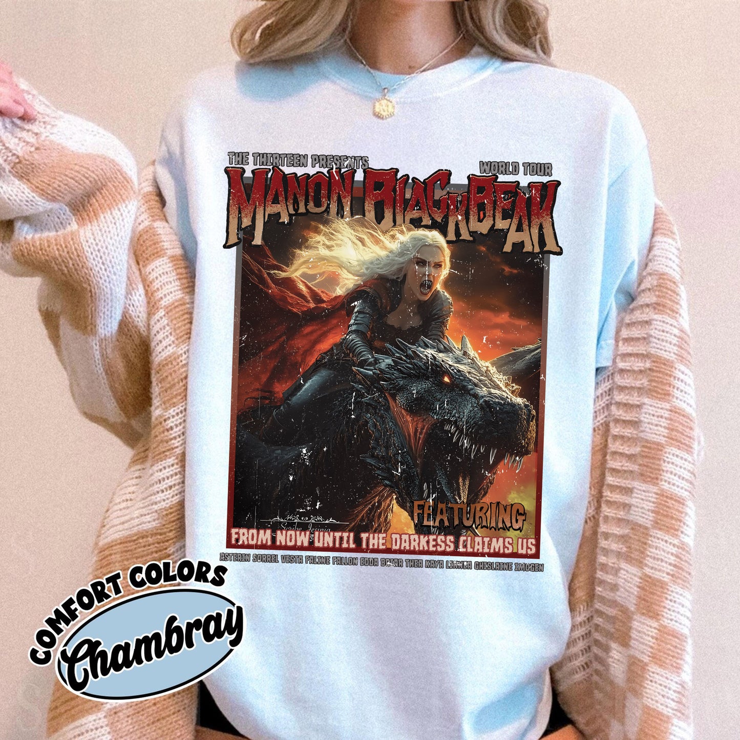 Manon Blackbeak Shirt, Featuring From Now Until The Darkness Claims Us, Ironteeth Witches Dorian Haviliard SJM Merch Terrasen Bookish