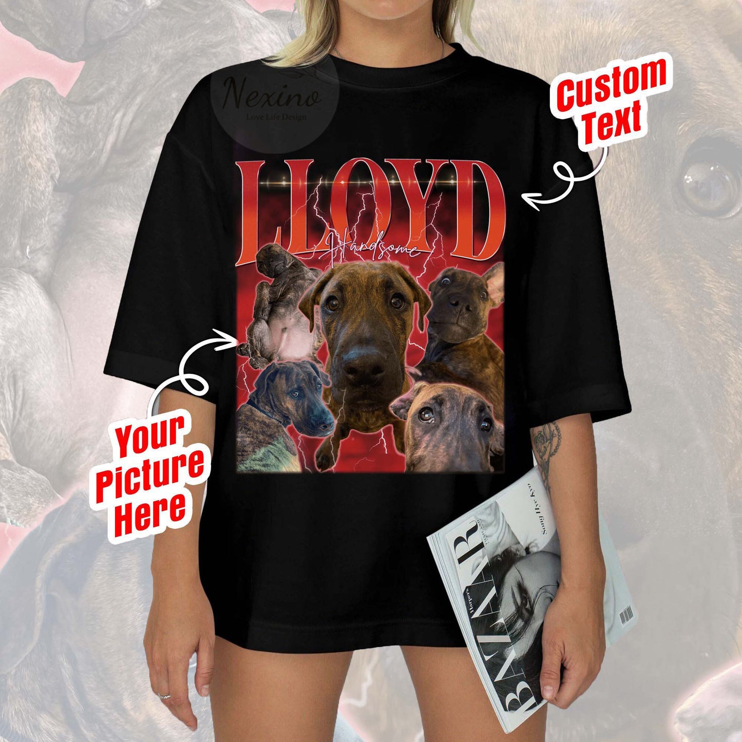 Vintage Custom Dog Shirt, Retro Collage Personalized Pet Shirt, 90's Custom Photo Vintage Graphic Tees, Insert Pet Design Personalized Gift
