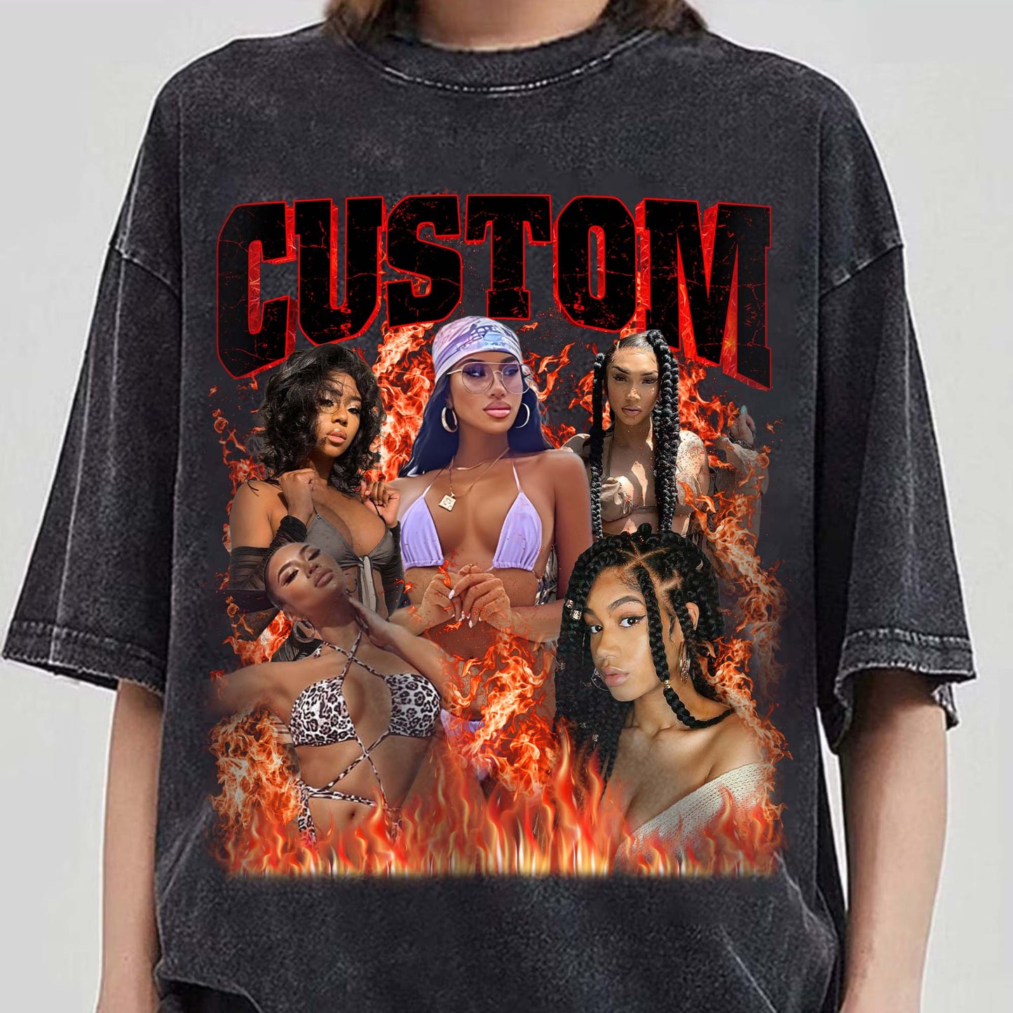 Custom Bootleg Rap T shirt, Personalized Girlfriend Picture Shirt, Customized Photo Shirt, Insert Your Design T-shirt, Vintage Custom Tshirt