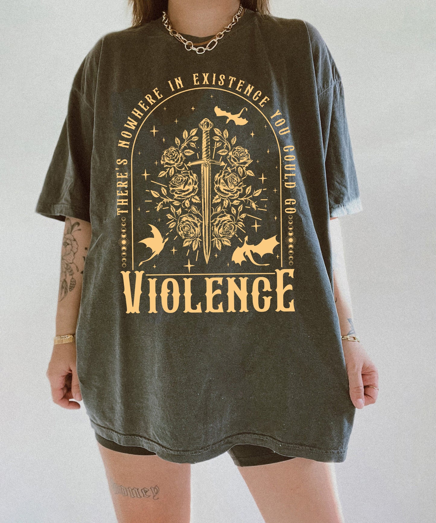 Nowhere in Existence Violence Vintage Shirt, Violet Sorrengail, Bookish Shirt, Fourth Wing, Gifts for Readers, Fantasy Book Dragon
