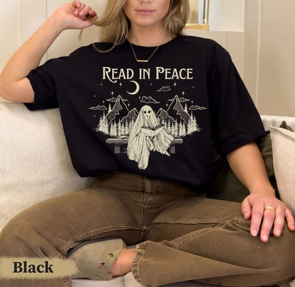 Book Lover Halloween Shirt, Funny Ghost Book Nerd, Teacher Halloween Gift, Librarian Merch, Ghost Book Lover