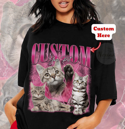 Custom Comfort Colors Pet Shirt, Retro Collage Shirt, Custom Pet Shirt, Retro 90's Custom Shirt, Women's Custom Tee, Christmas Gift Shirt