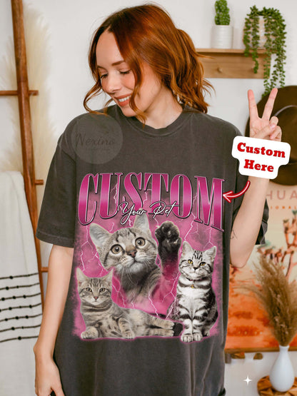 Custom Comfort Colors Pet Shirt, Retro Collage Shirt, Custom Pet Shirt, Retro 90's Custom Shirt, Women's Custom Tee, Christmas Gift Shirt