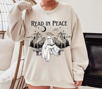 Book Lover Halloween Shirt, Funny Ghost Book Nerd, Teacher Halloween Gift, Librarian Merch, Ghost Book Lover
