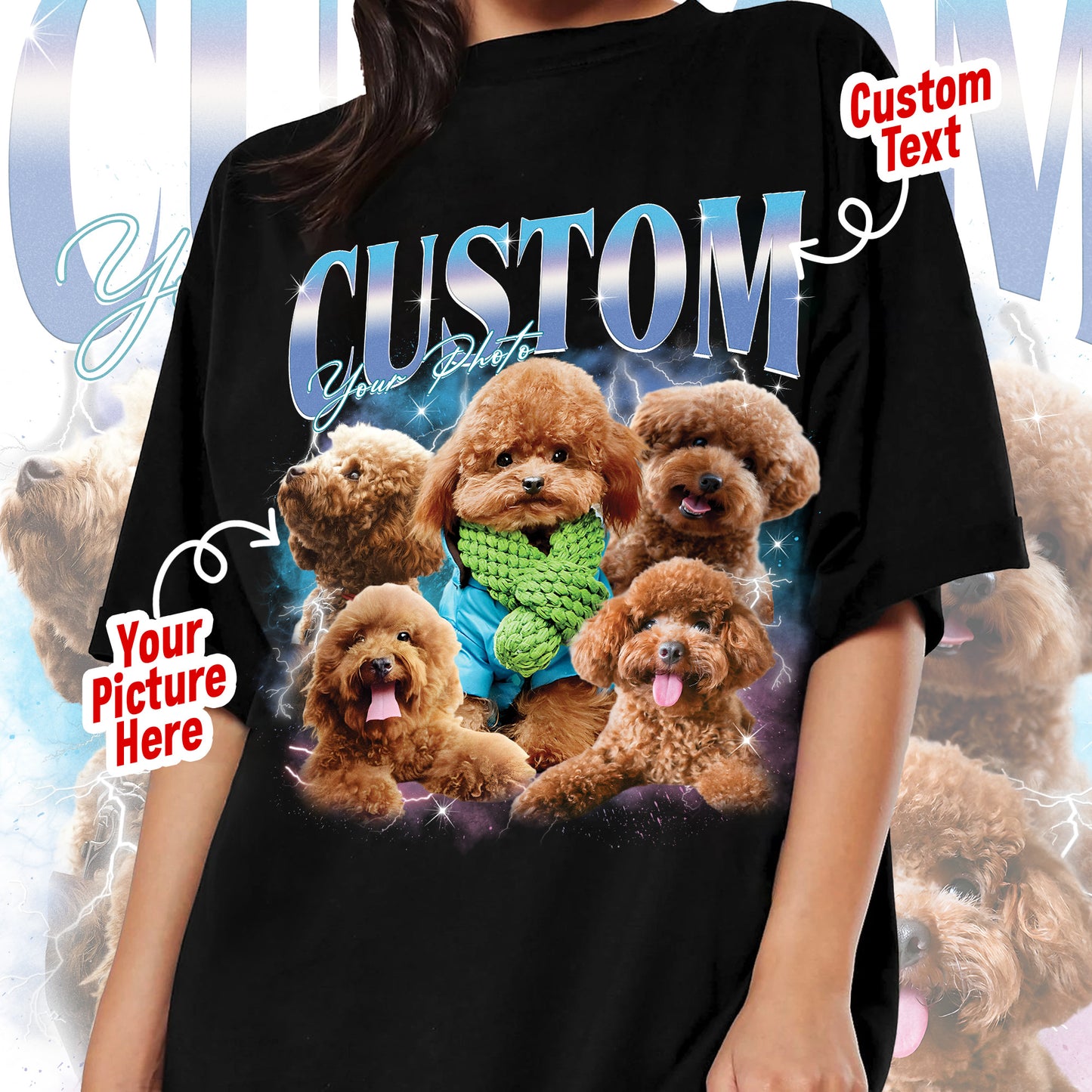 Vintage Custom Dog Shirt, Retro Collage Personalized Pet Shirt, 90's Custom Photo Vintage Graphic Tees, Insert Pet Design Personalized Gift