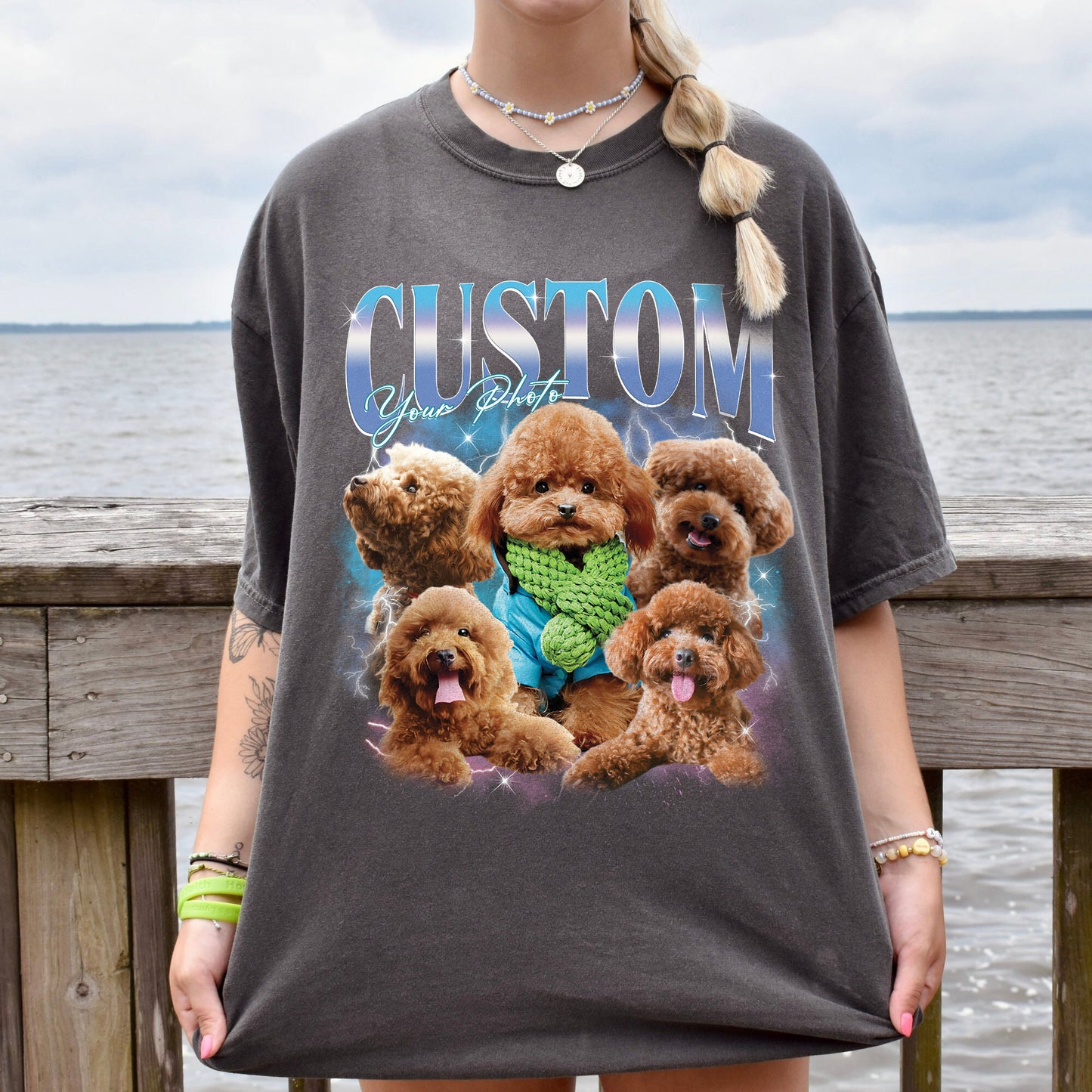 Vintage Custom Dog Shirt, Retro Collage Personalized Pet Shirt, 90's Custom Photo Vintage Graphic Tees, Insert Pet Design Personalized Gift