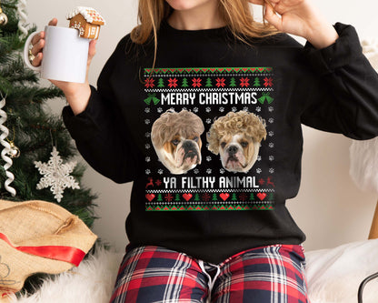 Upload Photo Christmas Ugly Dog Cat Sweatshirt Hoodie, Dog Lover Sweater Christmas, Custom face Sweatshirt, funny ugly christmas sweater