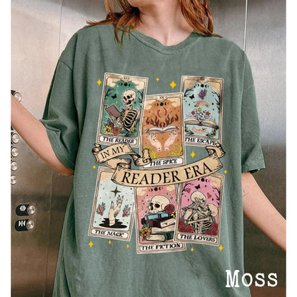 Vintage The Reader Tarot Card Shirt, Skeleton Reading Shirt, Unisex Tarot Card Shirt, Book Lover Gift, Bookish Gift,Tarot Lover Gift