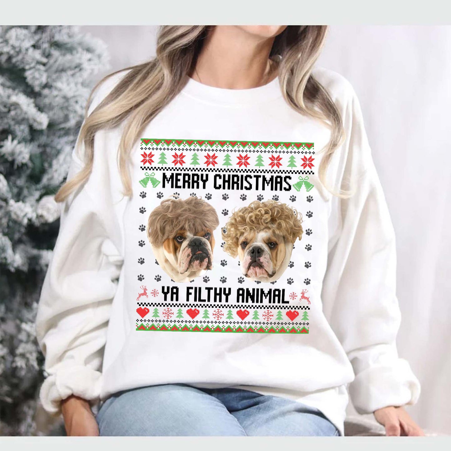 Upload Photo Christmas Ugly Dog Cat Sweatshirt Hoodie, Dog Lover Sweater Christmas, Custom face Sweatshirt, funny ugly christmas sweater