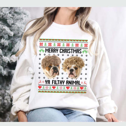 Upload Photo Christmas Ugly Dog Cat Sweatshirt Hoodie, Dog Lover Sweater Christmas, Custom face Sweatshirt, funny ugly christmas sweater