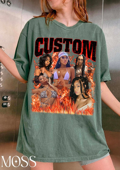 Custom Bootleg Rap T shirt, Personalized Girlfriend Picture Shirt, Customized Photo Shirt, Insert Your Design T-shirt, Vintage Custom Tshirt