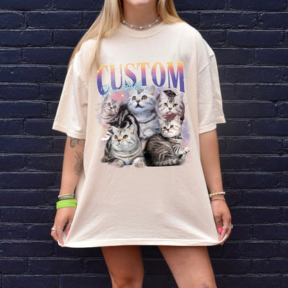 Custom Comfort Colors Pet Shirt, Retro Collage Shirt, Custom Pet Shirt, Retro 90's Custom Shirt, Women's Custom Tee, Christmas Gift Shirt