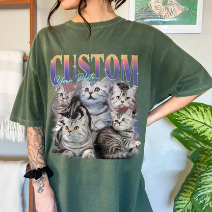 Custom Comfort Colors Pet Shirt, Retro Collage Shirt, Custom Pet Shirt, Retro 90's Custom Shirt, Women's Custom Tee, Christmas Gift Shirt