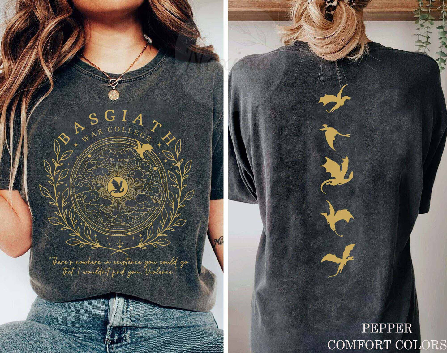 Basgiath War College Double-Sided Shirt Fourth Wing Shirt Dragon Rider Shirt Bookish Shirt Vintage Basgiath War College Rebecca Yarros The Empyrian Series