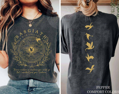 Basgiath War College Double-Sided Shirt Fourth Wing Shirt Dragon Rider Shirt Bookish Shirt Vintage Basgiath War College Rebecca Yarros The Empyrian Series