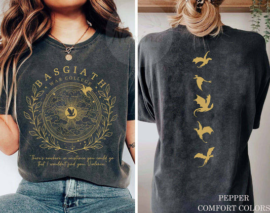 Basgiath War College Double-Sided Shirt Fourth Wing Shirt Dragon Rider Shirt Bookish Shirt Vintage Basgiath War College Rebecca Yarros The Empyrian Series