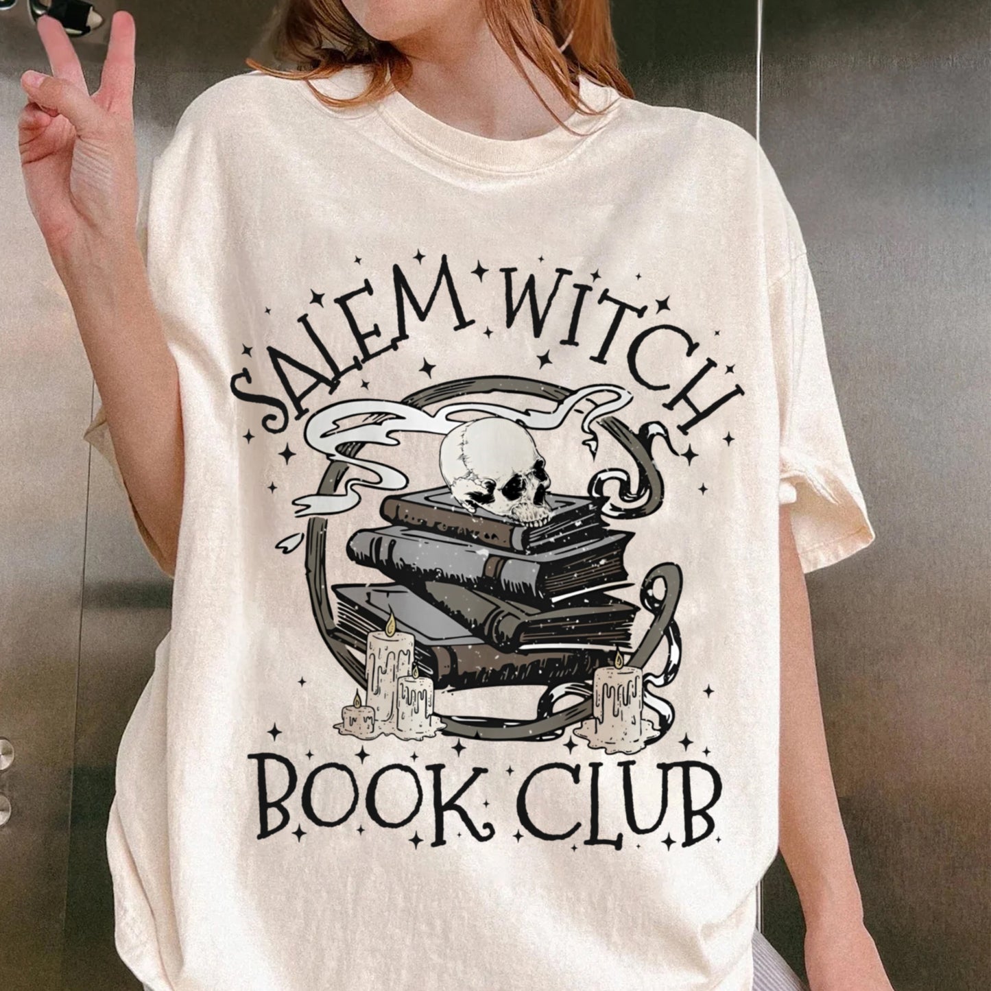 Salem Witch Book Club Shirt, Halloween Book Lover Shirt, Salem Massachusetts Shirt, Halloween Library Shirt, Funny Reader Shirt, Retro Skull